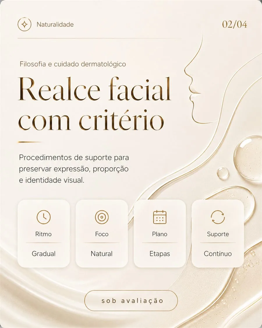 Arte editorial sobre realce facial com criterio